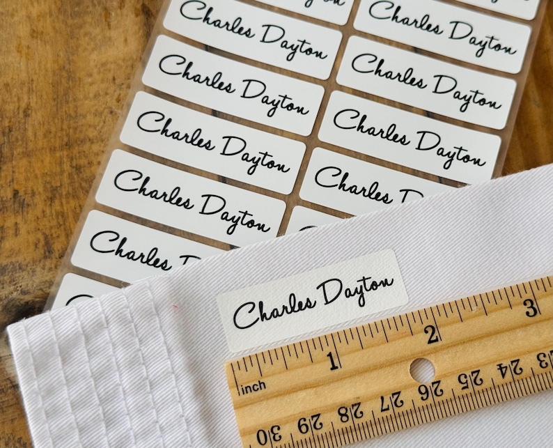 16 Long Size White Fabric Labels for Clothing Fabrics and Textiles Iron On Labels - Sew-on Sewing label - Cloth Label - Hanprinting