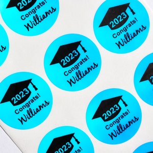 Pegatinas de graduación 2025, regalo de graduación personalizado, pegatinas circulares impermeables con nombre, sello de graduación para sobres, impresión a mano