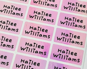 Pink Medium  Hologram Name Stickers: Waterproof Custom Labels