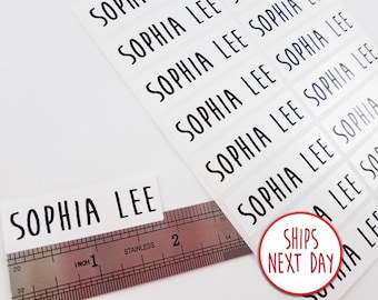 White Long Custom Waterproof Name Stickers: School, Daycare & Business Labels