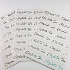 SILVER INK Long Clear Waterproof Name Stickers for Business School & Daycare Labels- School Labels- Long Rectangle Labels Hanprinting elegant sophisticated wedding labels guest list labels lip gloss labels