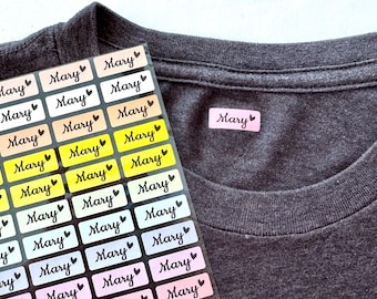 48 Multi Color Iron-On Clothing Labels: Custom Cloth Labels, Sew-On HanPrinting