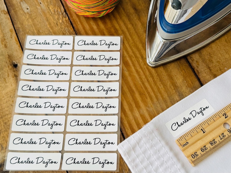 16 Long Size White Fabric Labels for Clothing Fabrics and Textiles Iron On Labels - Sew-on Sewing label - Cloth Label - Hanprinting