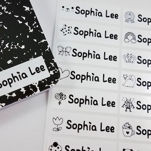 Weiße wasserdichte Namensaufkleber mit Mädchen-Icon-Designs für Schul- und Kindergartenetiketten-Personalisierte benutzerdefinierte Etiketten Hanprinting
