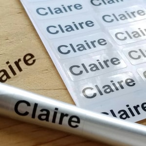 Small Clear Waterproof Name Stickers: Personalized Kids Labels