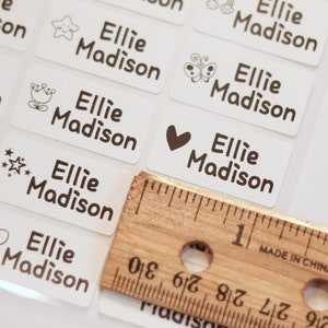 Iron On Name Labels: Girl Icons, Clothing Labels (24 Medium Size)