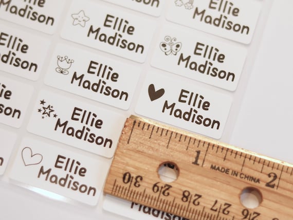Iron On Name Labels: Girl Icons, Clothing Labels (24 Medium Size 30mm x 15mm)
