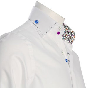 Men's Formal Shirt Men Italian Shirt Designer Great Quality Regular Fit White with Abstract Contrast