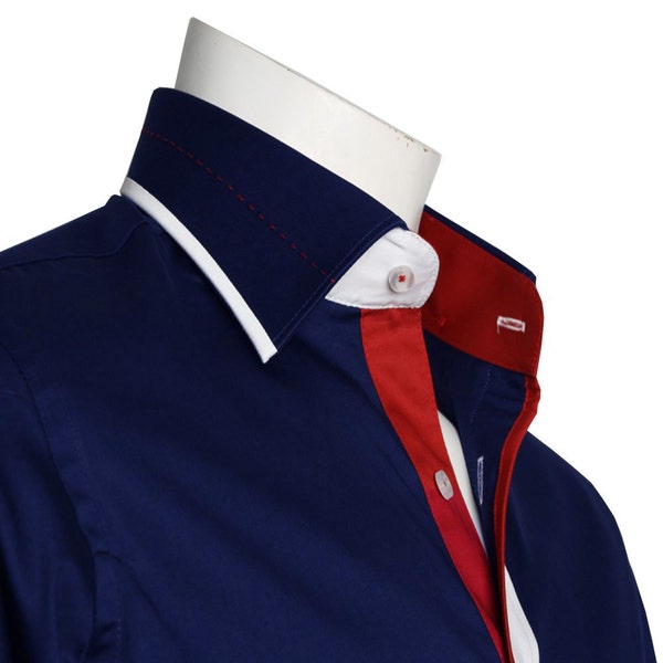 Men's Formal Shirt Men Italian Shirt Designer Regular Fit Great Quality Navy 10001