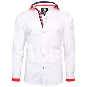 Men's Triple Collar Formal Shirt Men Italian Shirt Designer Great Quality Regular Fit White 10173