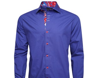 Men's Formal Shirt Men Italian Shirt Designer Great Quality Slim Fit Blue