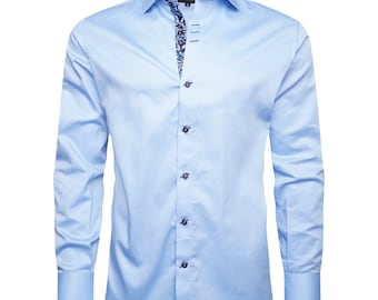 Men's Formal Shirt Men Italian Shirt Designer Great Quality Slim Fit Blue