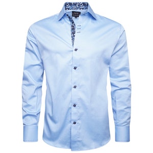 Men's Formal Shirt Men Italian Shirt Designer Great Quality Slim Fit Blue