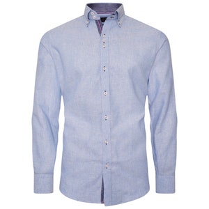 Men's Linen Blend Shirt Designer Great Quality Slim Fit Blue White Brown