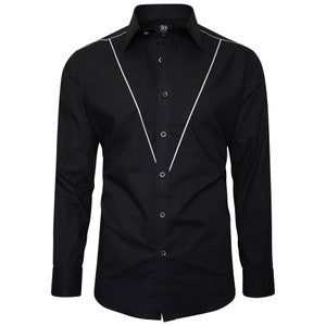 Men's Tuxedo Formal Shirt Men Italian Shirt Designer Great Quality Regular Fit Black 10184