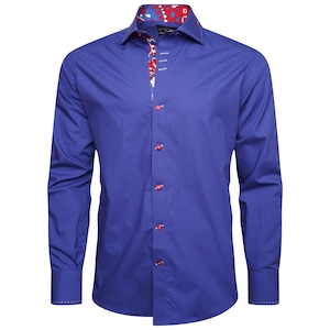 Men's Formal Shirt Men Italian Shirt Designer Great Quality Slim Fit Blue