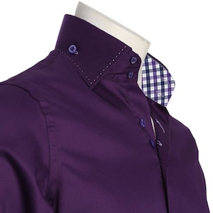 Men's Formal Shirt Men Italian Shirt Designer Great Quality Regular Fit Purple 10003
