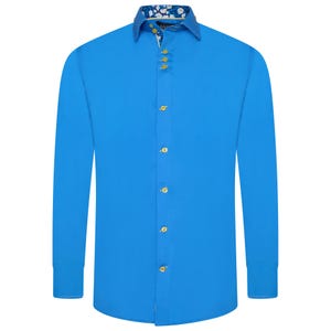 Men&#39;s Formal Shirt Men Italian Shirt Designer Great Quality Slim Fit Royal Blue
