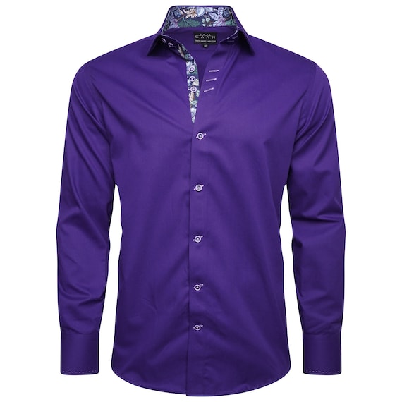 Men s Formal Shirt Men Italian Shirt Designer Great Quality Regular Fit Purple Etsy