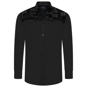 Men&#39;s Black Formal Shirt Men Designer Great Quality Regular Fit Sheer Mesh Party Wedding Night Ceremony