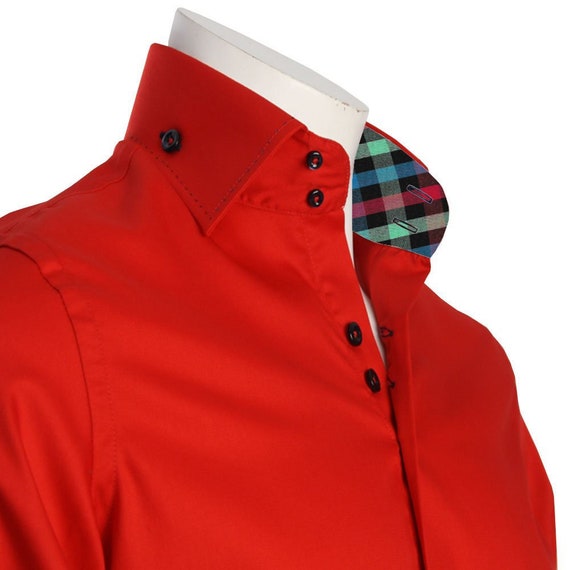 slim fit dress slacks 14.5 Mens Slim Fit Dress Shirt in Red main image 0