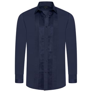 Men Navy Formal Shirt Men Designer Great Quality Slim Fit Party Wedding Night Ceremony