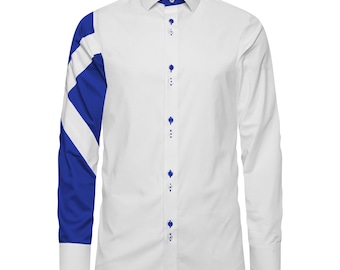 Men&#39;s Scottish Flag Formal Shirt Men St Andrew&#39;s Cross Saltire Italian Shirt Designer Great Quality Regular Fit White