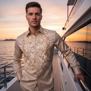 sachin and babi light blue dress Champagne Dress Shirt for Men