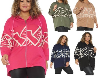 Italian Womens Hoodie Ladies Sweatshirt Hooded Plus Size Loose One Size UK 16-24