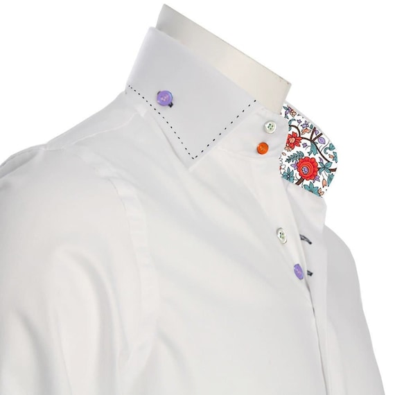 Camisa formal para hombres Disenador de camisas italianas de gran calidad Ajuste regular blanco con contraste floral Etsy Espana