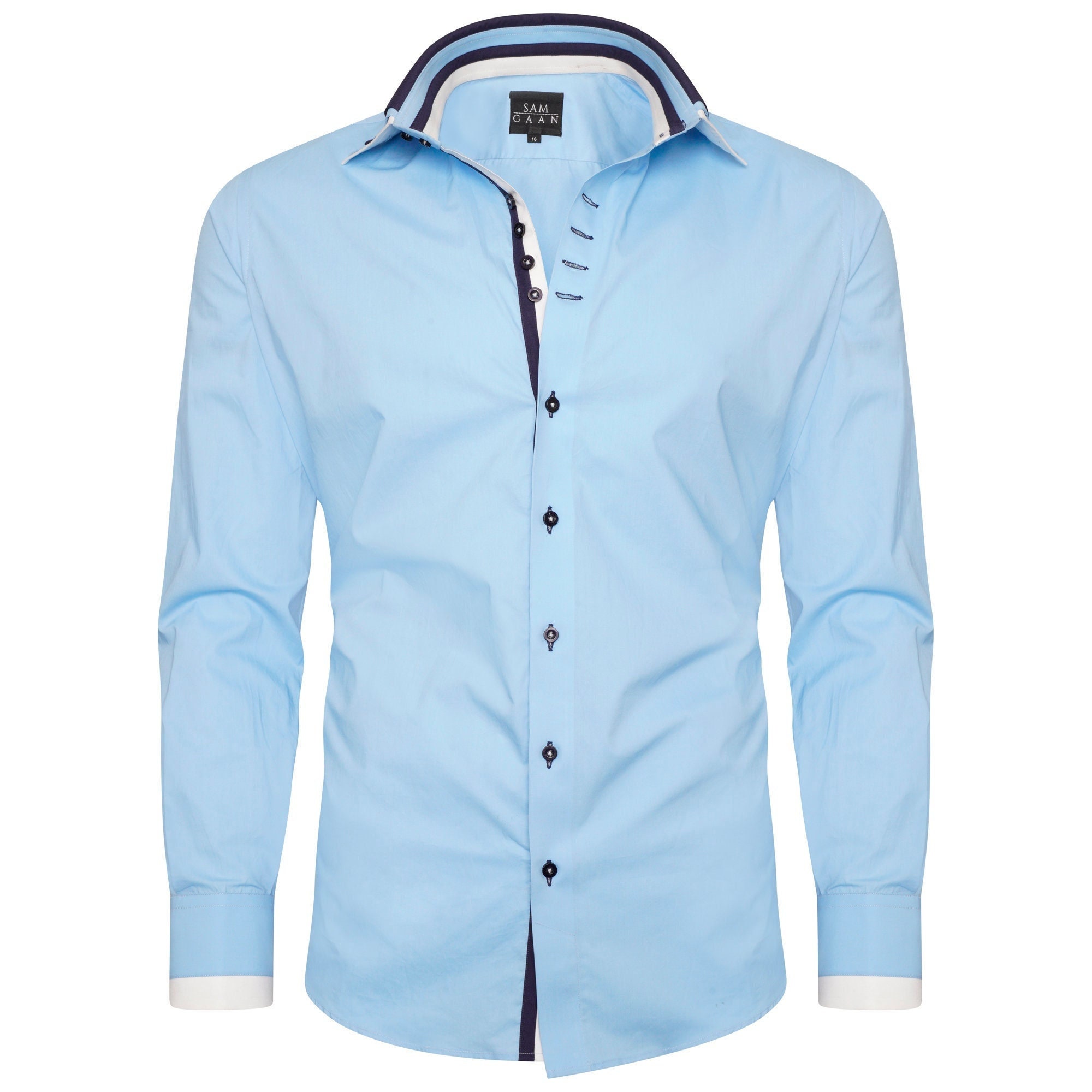 white and light blue designer shirt