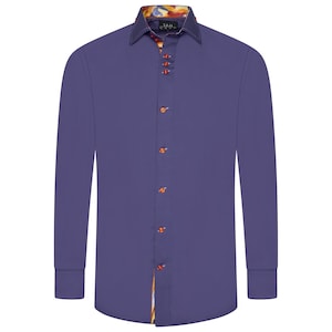 Men&#39;s Formal Shirt Men Italian Shirt Designer Great Quality Slim Fit Purple