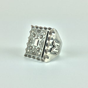 Handmade Sterling Silver &quot;Nanduti&quot; Biker Ring – Mexican Biker Silver Ring – Heavy Silver Signet Ring – Men’s Silver Ring