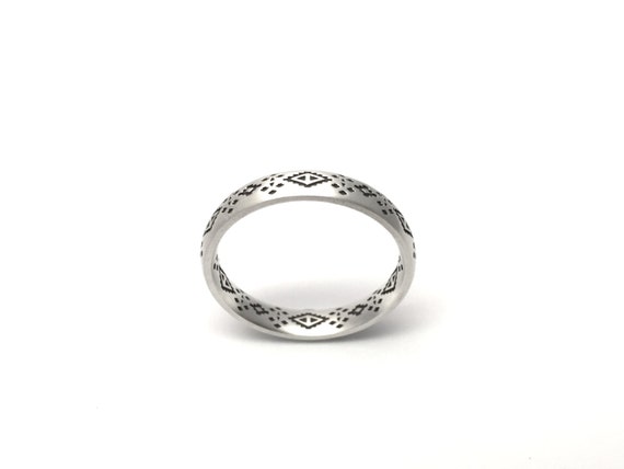 Native American Inspired Silver Band Handmade Silver Band Etsy