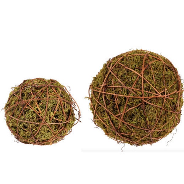 Decorative Moss Ball Ball/Sphere/Orb with Grapevine Accent for Bowl Filler-Farmhouse Decor-CHOOSE 4" or 6"