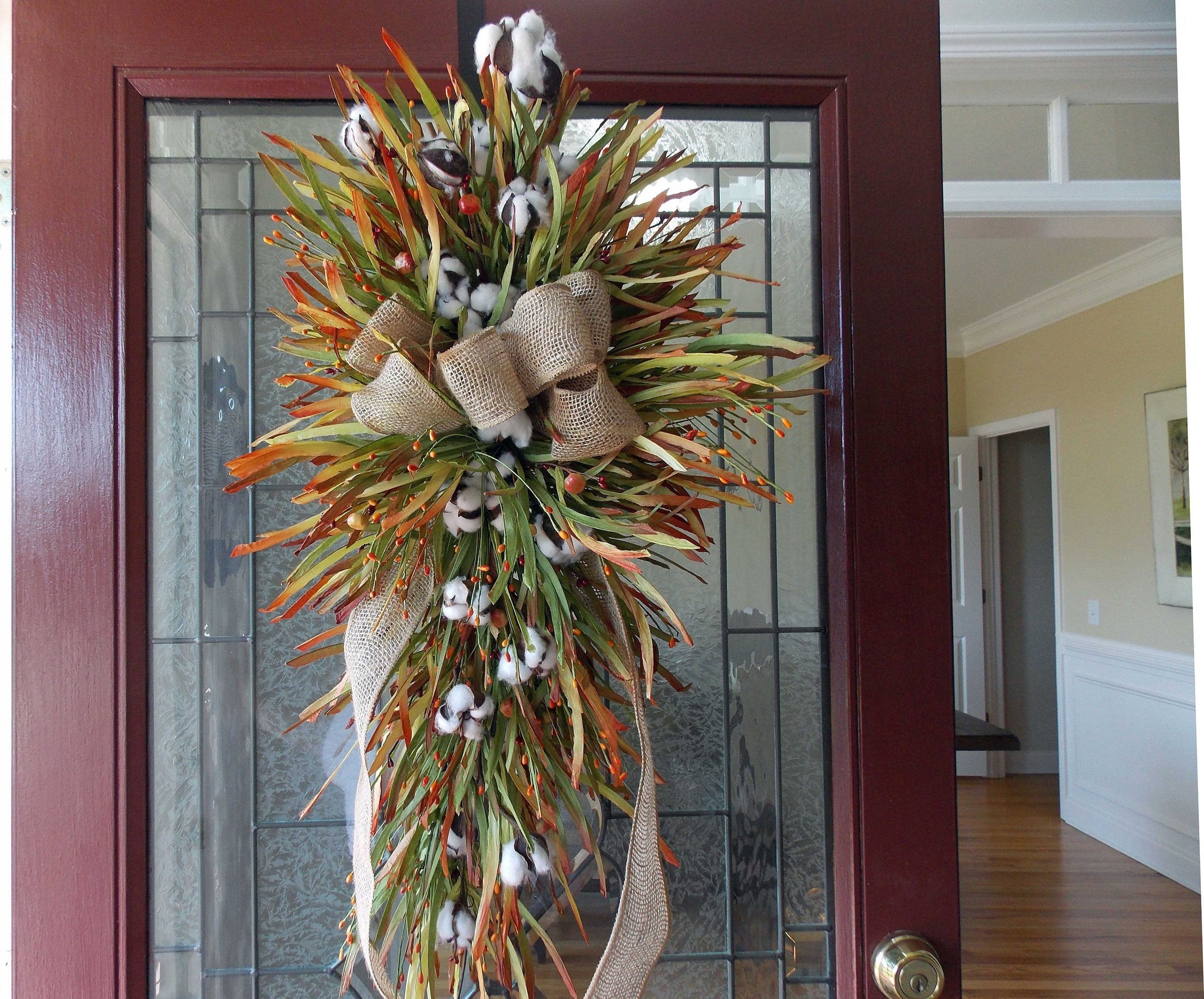 Thanksgiving Swag Fall Swag Autumn Swag Rustic Swag Door Decor