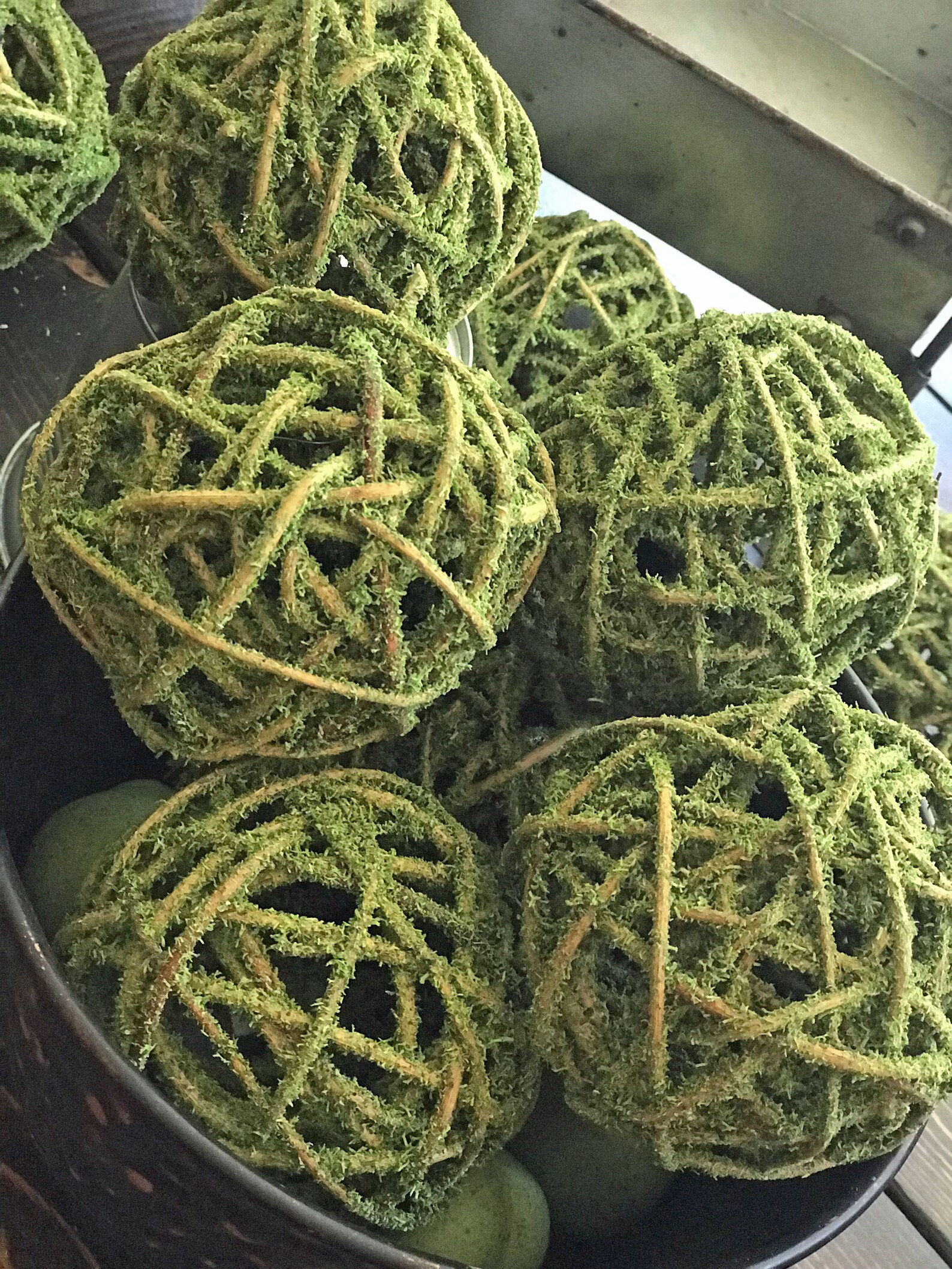 Moss Covered Curly Willow Ballsdecorative Bowl Fillerorb Decororb