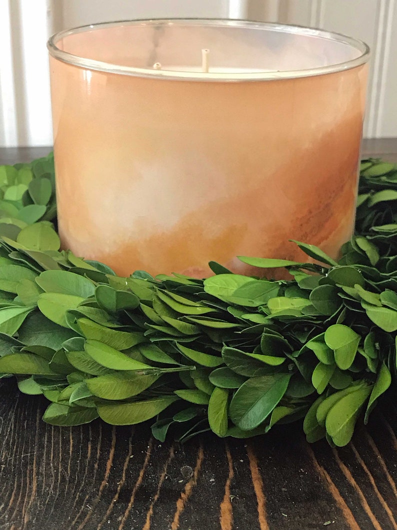 6 8 10 Preserved Boxwood Wreath Candle Ring-Extra Thick-Greenery Candle Ring-Farmhouse Home Decor-Green Spring Candle Rings