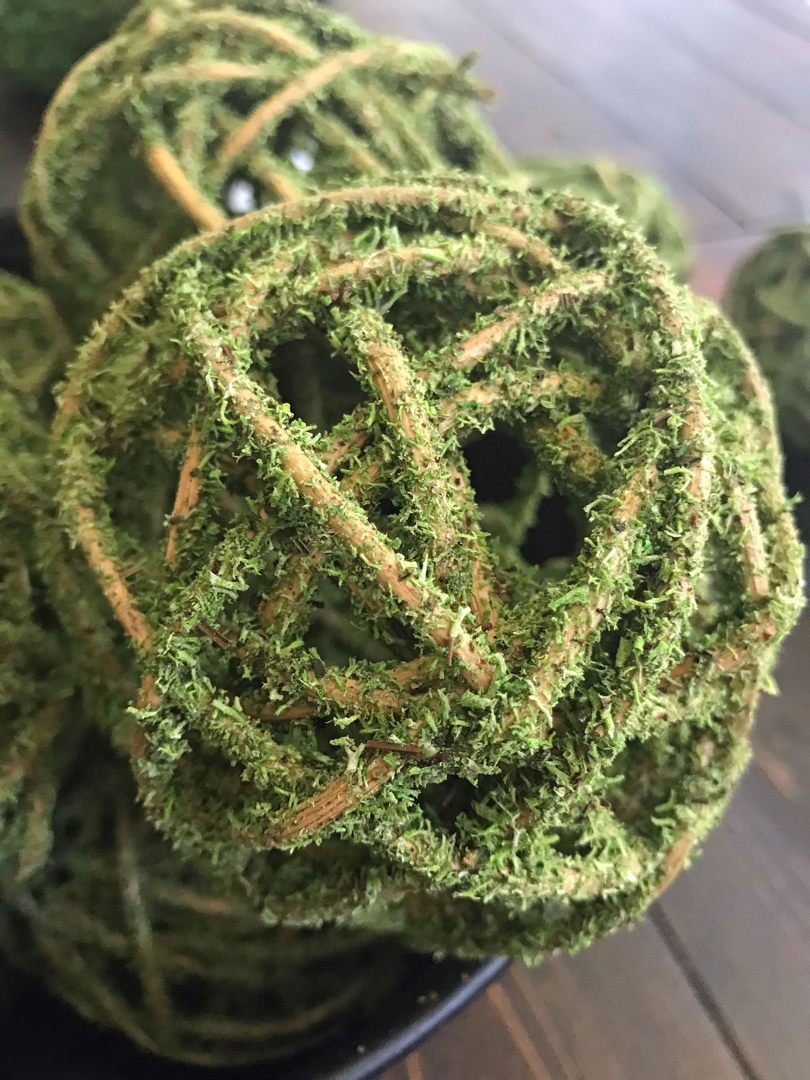 Moss Covered Curly Willow Ballsdecorative Bowl Fillerorb Decororb