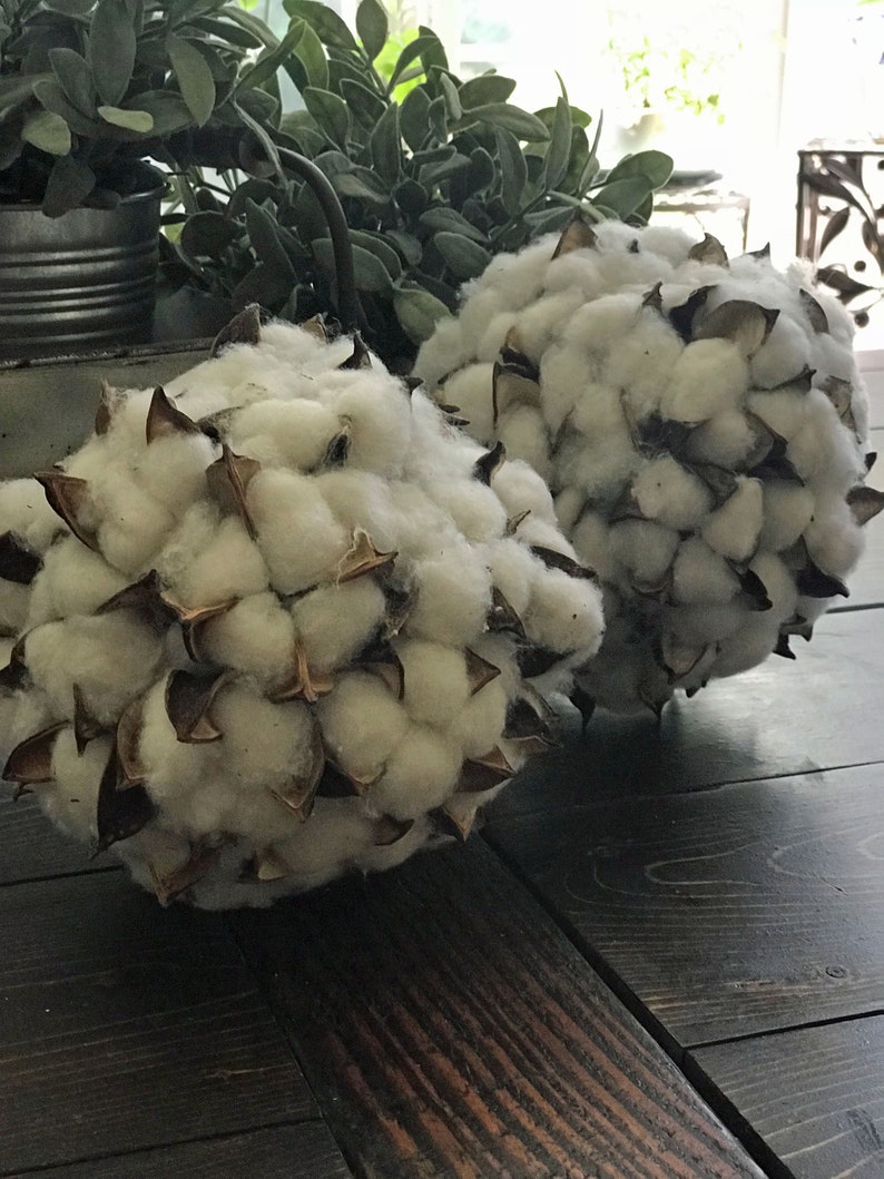 4 or 6 Cotton Ball SphereCotton DecorDecorative Etsy