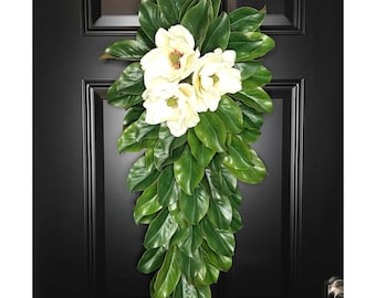 Magnolia Flower Wreath for Front Door-Farmhouse Wreath-Southern Wreath-Everyday Wreath-Year Round Wreath-Wall Decor-Southern Home Decor