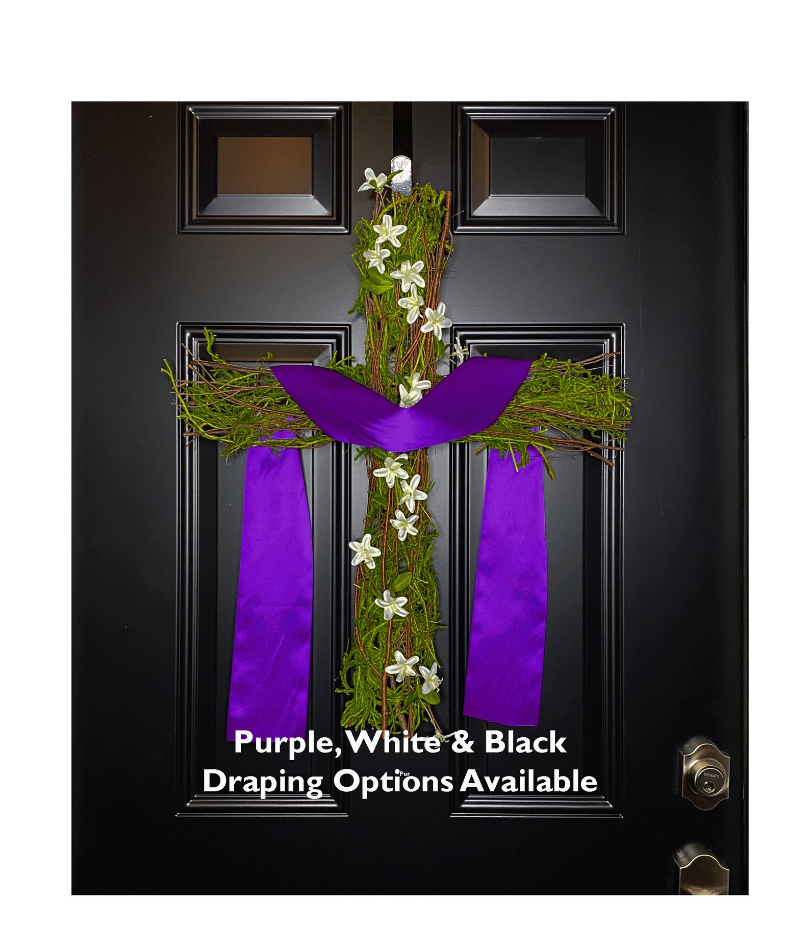 Cross Shaped Moss Wreaths with Flowers Cross Shaped Moss Wreaths with Flowers