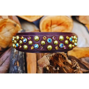 The Pulse Dog Collar - Handmade Brown Leather Dog Collar with Studs, Personalised Dog Collar, Custom Dog Collar, Custom Leather Dog Collar
