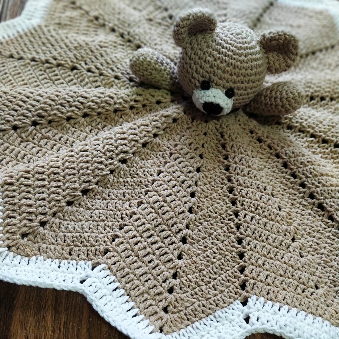 Snuggle Bear Crochet Baby Lovey Blanket Crochet Teddy Bear Etsy