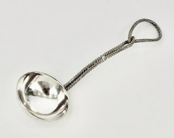 Pretty Sauce Ladle,  Unusual Silver Plate twisted Rope Handle Ladle