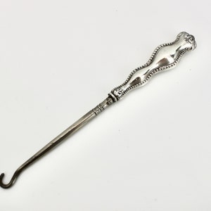 Silver Handle Button Hook, Sterling Silver