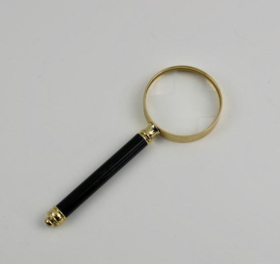 Antique Vintage Style Brass Magnifying Glass Magnifier Skull Handle