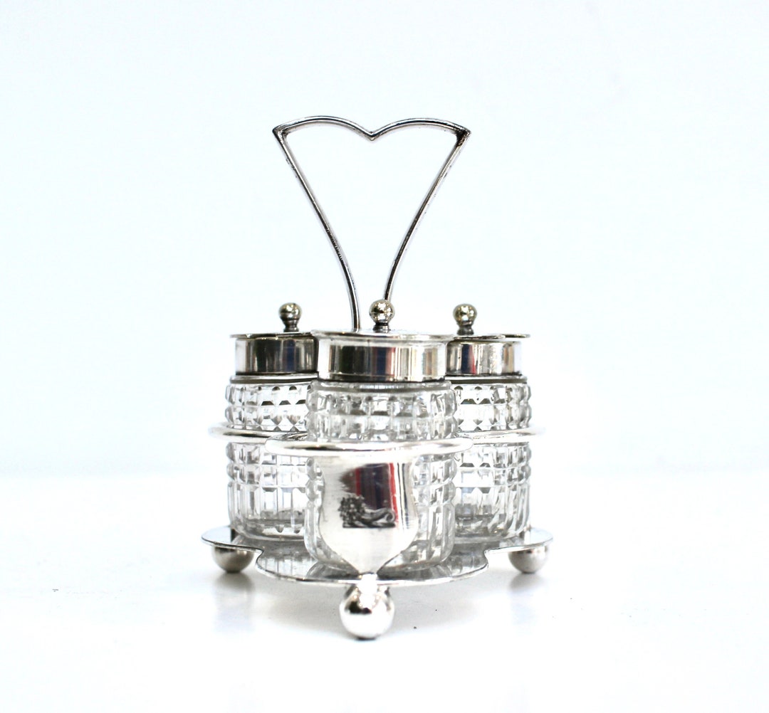 Elkington 3 Piece Cruet Set on Stand. Etsy