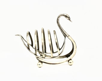 Antique Swan Form Toast Rack, 4 Slice Toast Rack