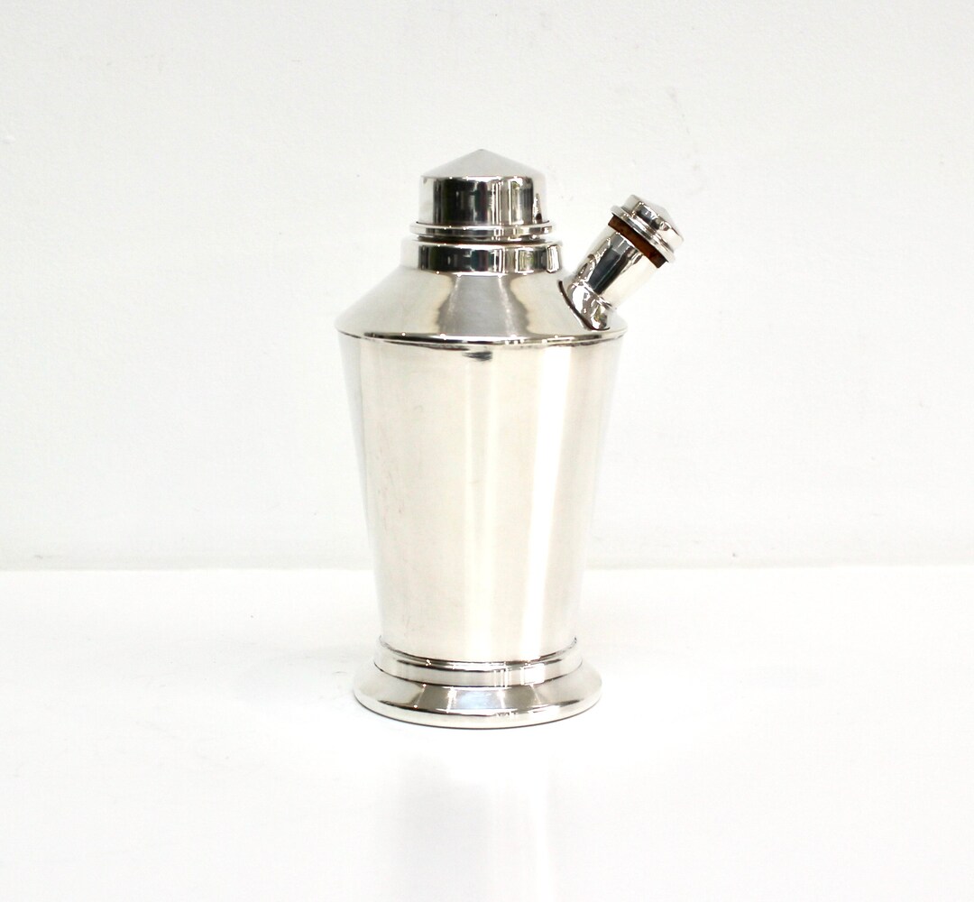 1930s Cocktail Shaker With Spout, Silver Plated Art Deco Shaker Etsy
